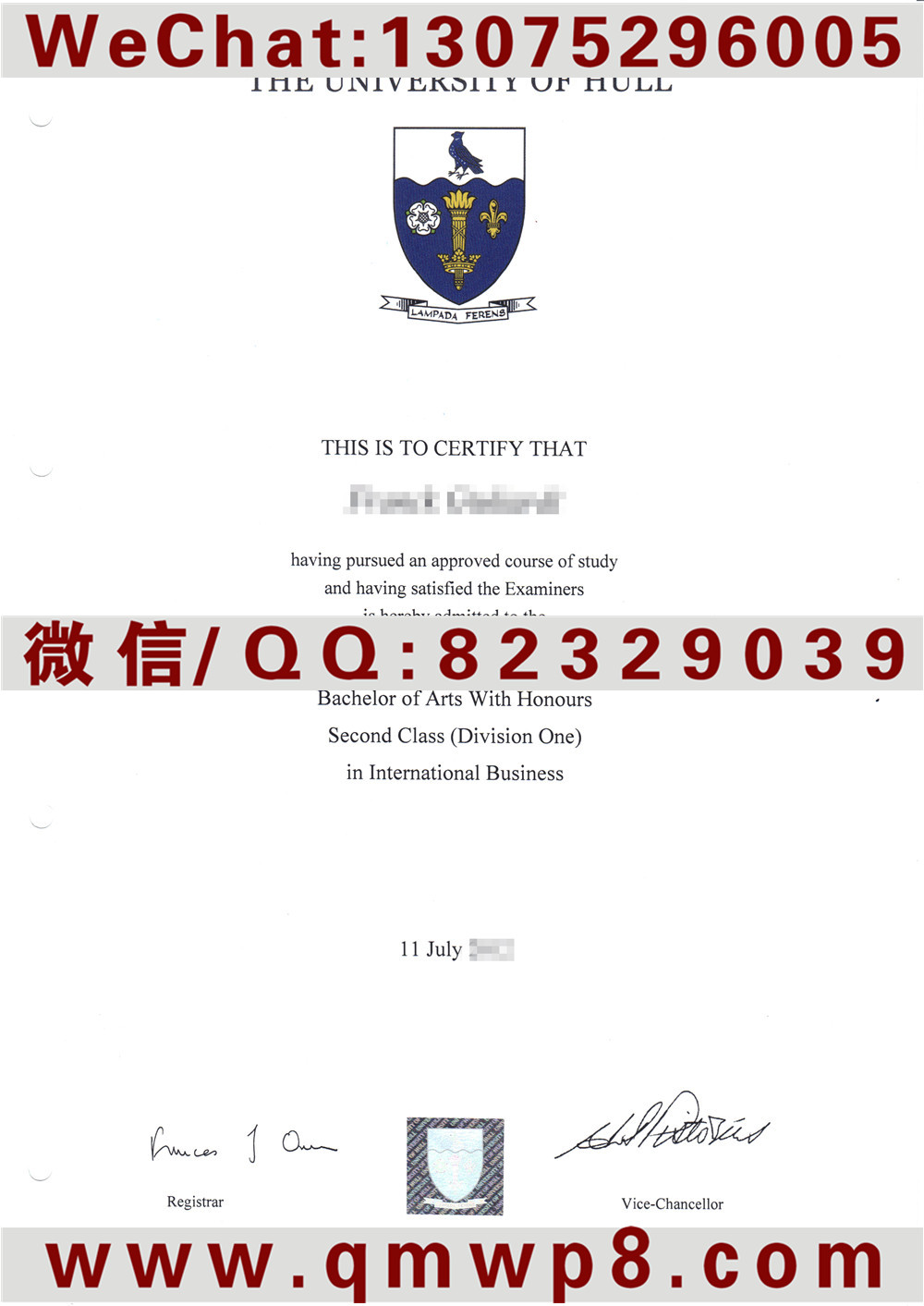 英国赫尔大学毕业证电子版|University of Hull Degree or Diploma