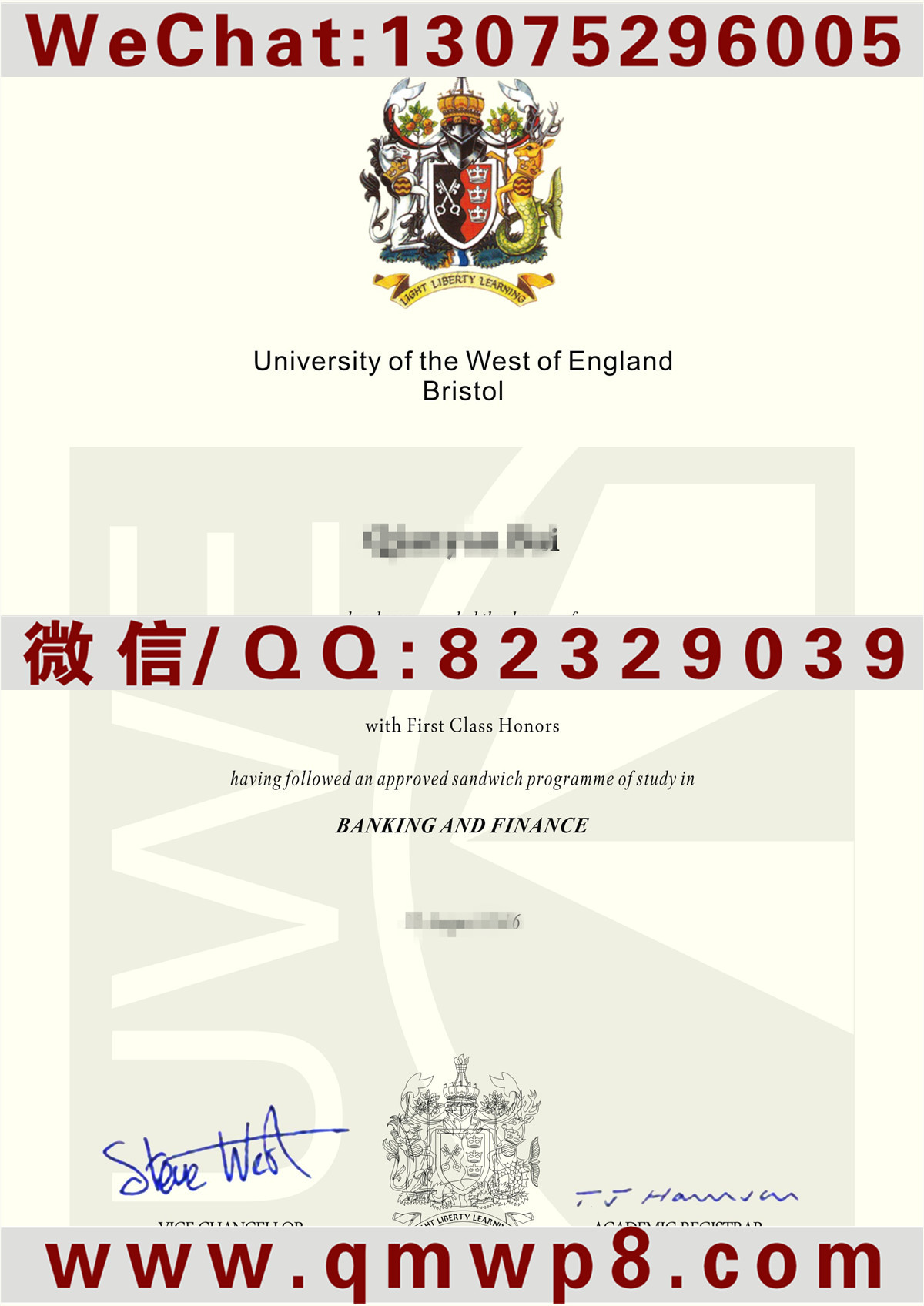 西英格兰大学毕业证|Degree UWE|Diploma University of the West of England
