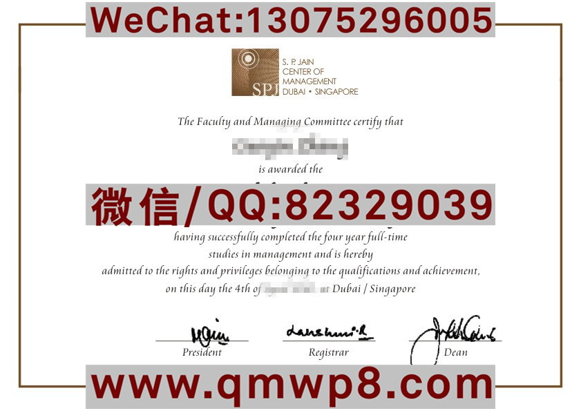 最新原件排版新加坡S.P.Jain管理学院毕业证样本电子图片