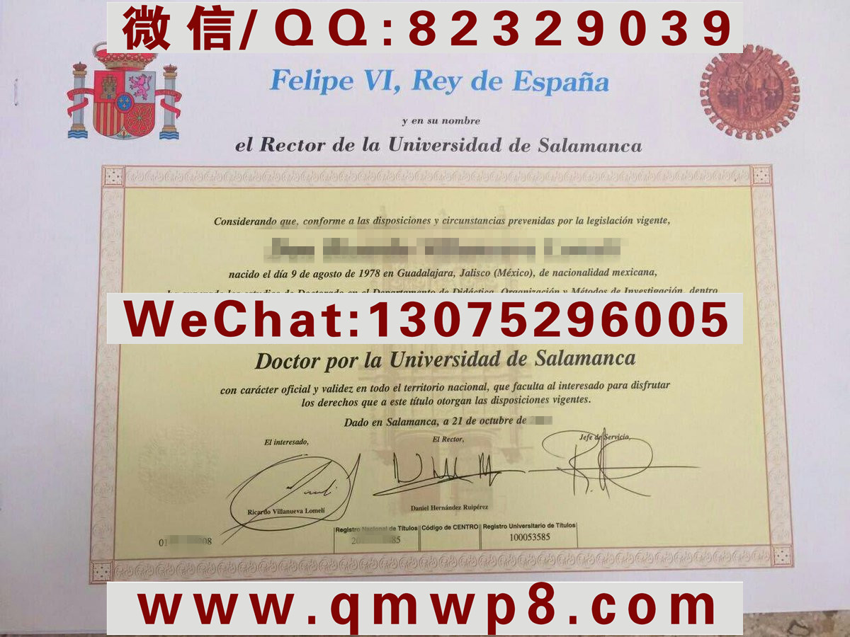 2018西班牙萨拉曼卡大学毕业证学历文凭学位证书模板样本