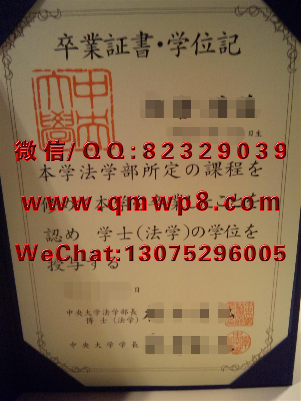 日本中央大学毕业证学历文凭学位证书成功案例