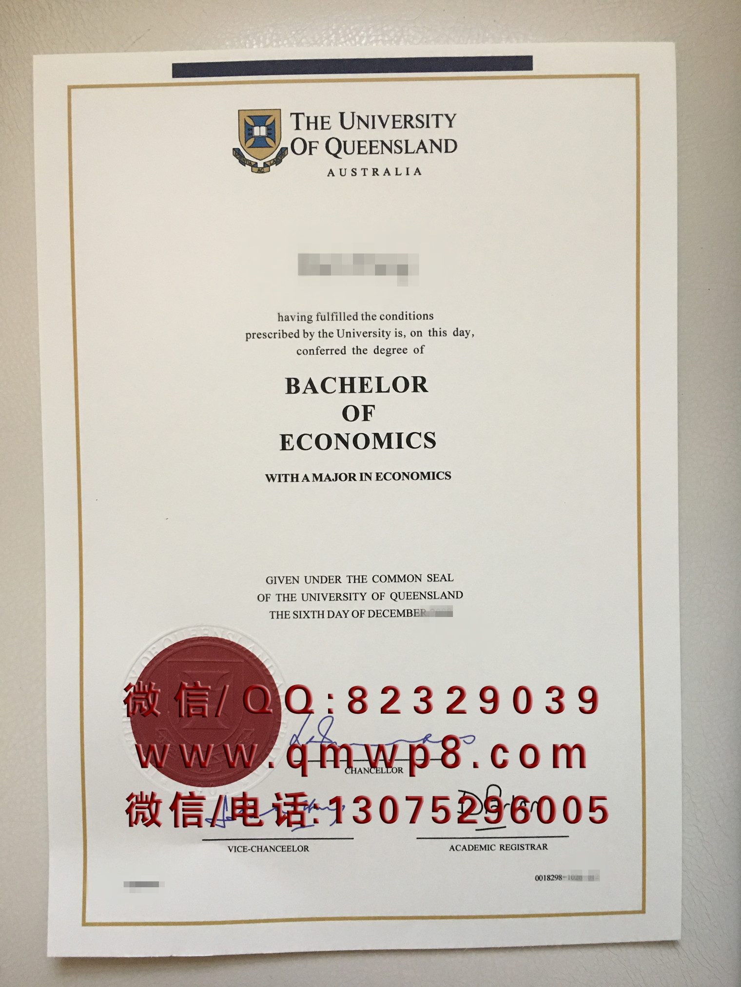 昆士兰大学旧版毕业证案例实拍|The University of Queensland Degree